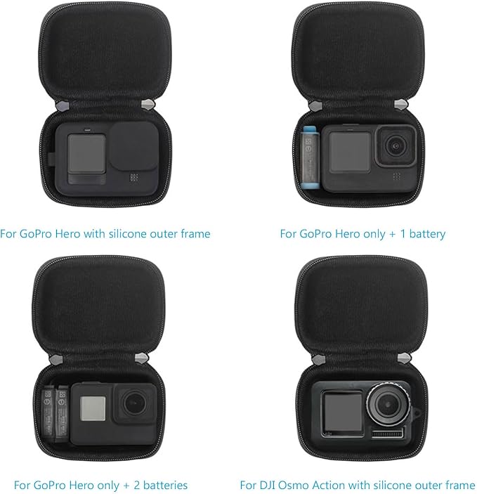 JSVER Mini Carrying Case for GoPro Hero 13/12/11/10/9/8/7/6/5/4/3, DJI Osmo Action, AKASO EK7000 / EK7000 Pro / V50 Pro/Brave 4, Campark ACT74 / ACT76, Dragon Touch Vision 3, YI Lite / 4K+