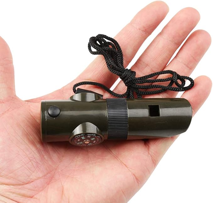 2 Pack Emergency Survival Whistle, 3-in-1 Emergency Whistles with Compass and Thermometer, Loud Safety Whistle with Lanyard for Outdoor Hiking