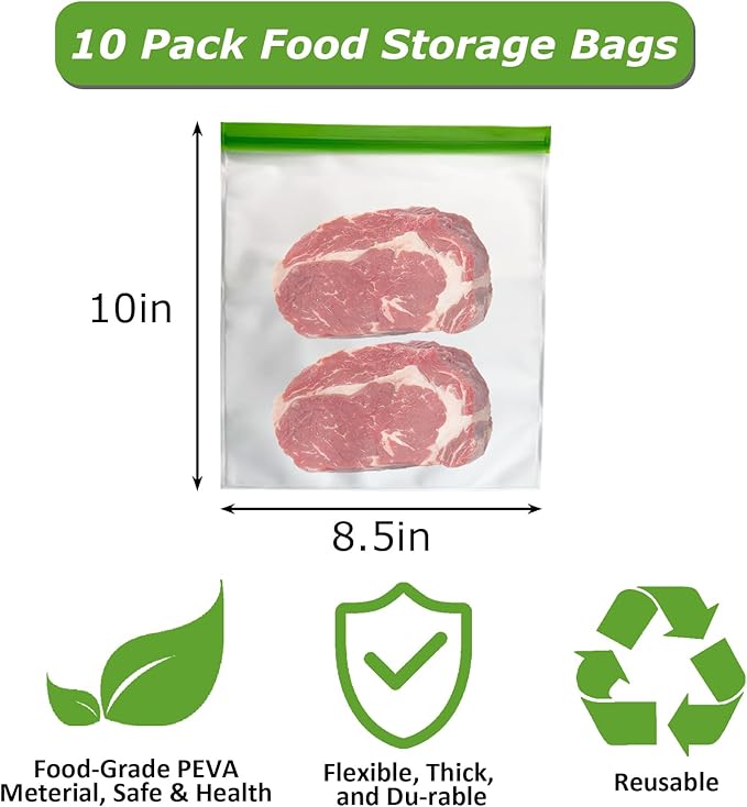 Odor Proof Food Storage Bags Reusable Bear Bags for Food Backpacking No-Odor Zipper Barrier Bags Fit Home Organization, Food Storage,Freezer Safe(10p-8.5x10in)