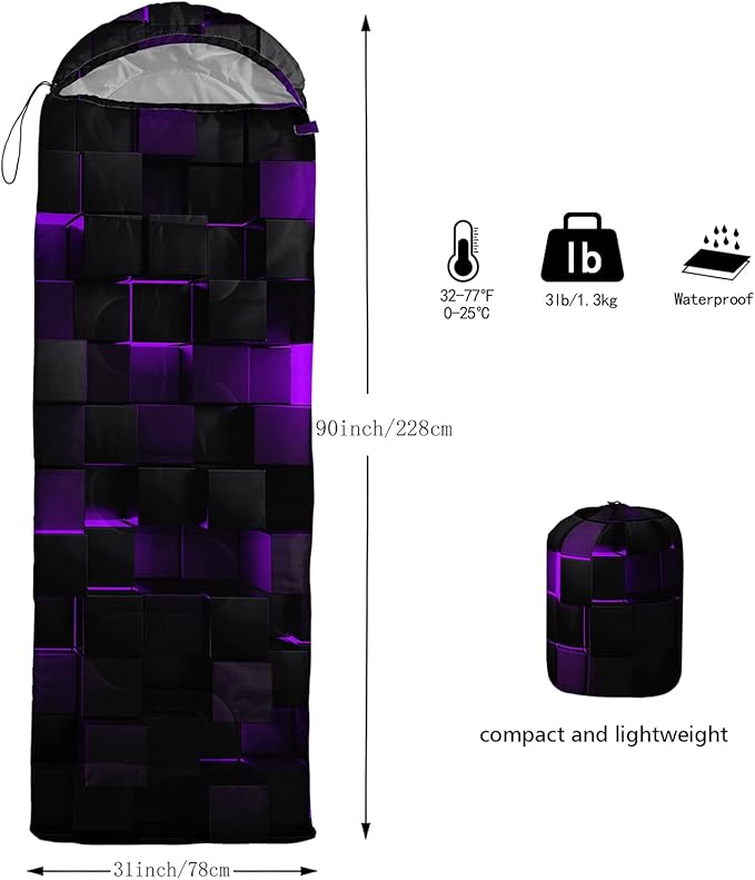 Sleeping Bags for Adults and Kids Backpacking Camping Sleeping Bags for Girls and Boys Lightweight Waterproof Cold/Warm Sleeping Bag for All Season