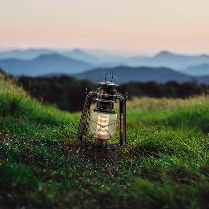 YAKii LED Vintage Lantern Metal Hanging Hurricane 12 LED Dimmer Switch Warm White Battery Operated Lantern Power Outage Indoor Camping Lighting Outdoor Brooklyn Decoration(Copper Pack of 8)