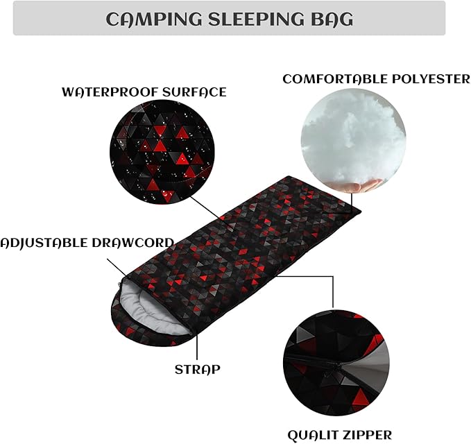 Sleeping Bags for Adults and Kids，3D Printing Camping Sleeping Bag for Girls Boys Lightweight Waterproof Cold/Warm 3-Season，Outdoor Travel with Compression Bags