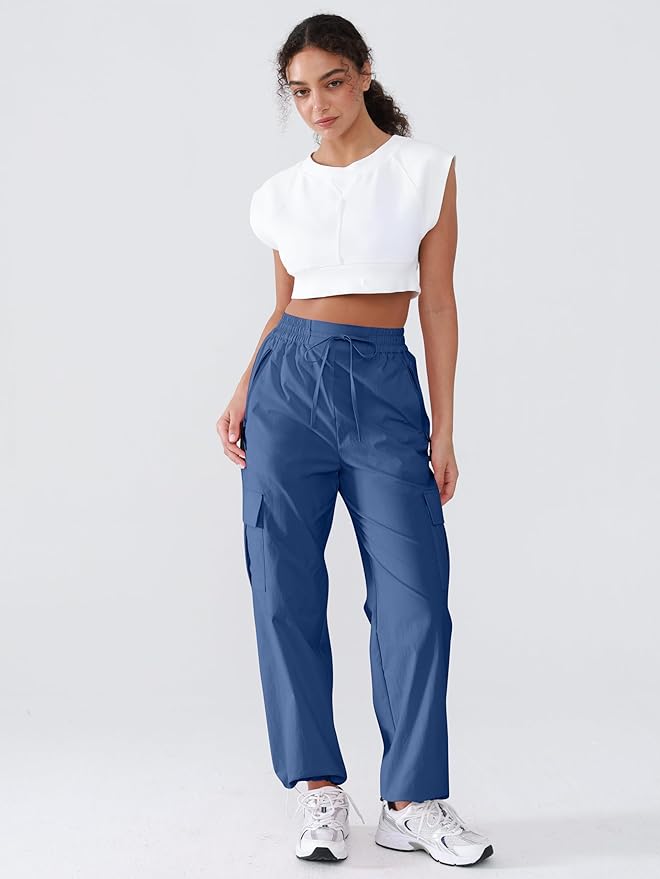 Hiking Pants Women Lightweight Cargo Pants Quick Dry Water Resistant Outdoor Travel Pants with Zipper Pockets