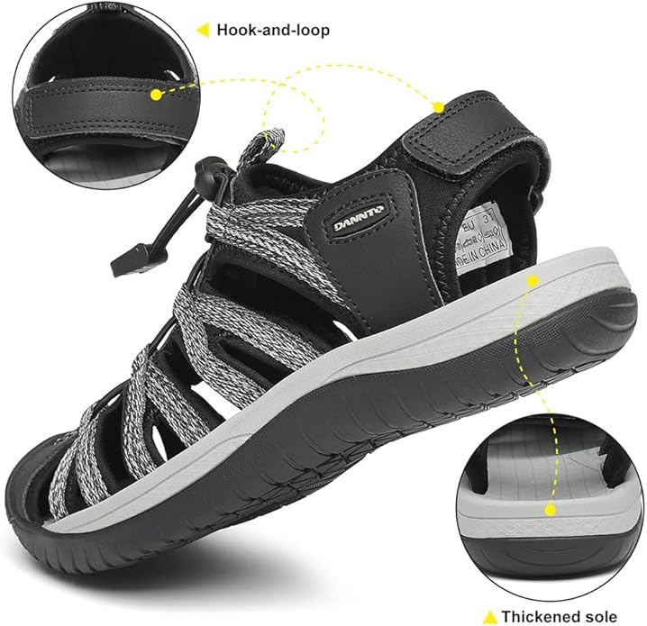 Dannto Women's Closed Toe Hiking Sandals Walking Water Sandal Comfort Athletic Sport Outdoor Sandals