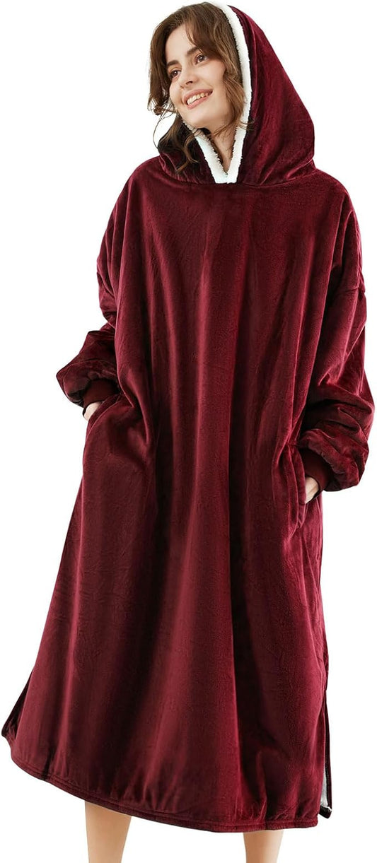 LetsFunny Blanket Hoodie,Oversized Wearable Sherpa Fleece Blanket Sweatshirt,Super Soft Warm Cozy with Giant Pocket,Gifts for Women Men Adults Teenagers Kids, One Size Fits All