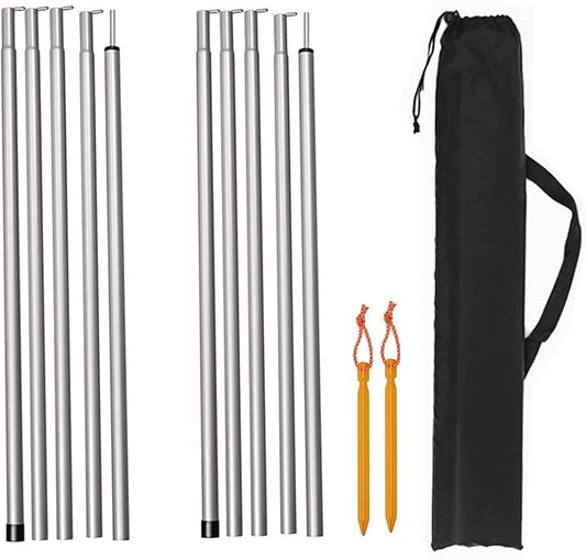 Adjustable Tarp Pole Canopy Pole Set of 2, Portable Tent Poles Rodsfor Camping Tarps,Tent,Awnings, Shelters, Hiking
