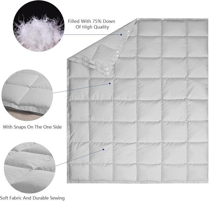 zzlamb Puffy Down Camping Blanket Water-Repellent, Down Throw Travel Blanket Portable for Outdoor, Light Warm Quilt for Couch Plane Car Theater Stadium Picnic RV Backpacking Hammock