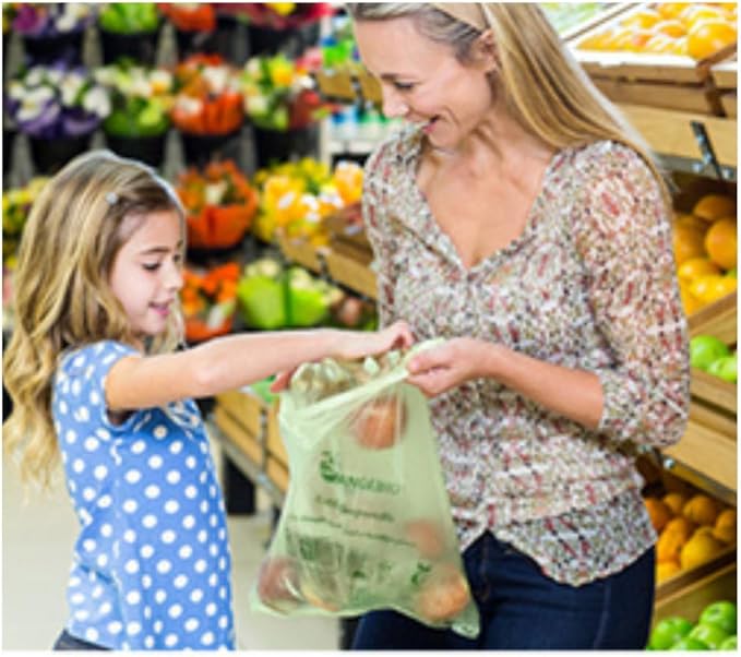 100% Certified Home Compostable Produce Bags, 1000 Count, 14 x 18 Inches, Hold Up to 14 Lbs, ASTM D6400, EN 13432, US BPI & Europe OK Compost Home Certified