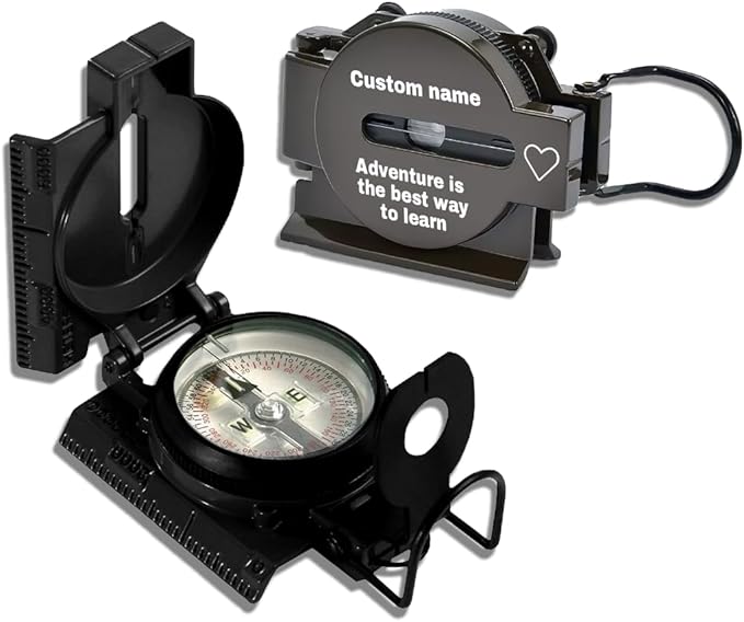 Custom Portable Compasses Keychain with Text Mini Compass with Waterproof Luminous Function Survival Gifts for Men Hiking Camping Hunting Map Navigation Tool