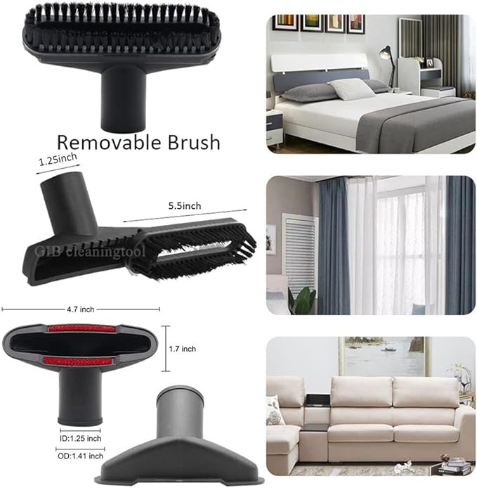 9 Pcs Vacuum Attachments Fit for Shop Vac Accessories 1 1/4" - 3 Pcs Vacuum Extension Wand, 1 1/4 inch (32 mm) & 1 3/8 inch (35 mm) Vacuum Hose Adapter, 1 1/4 inch Vacuum Cleaner Accessories Brush Kit