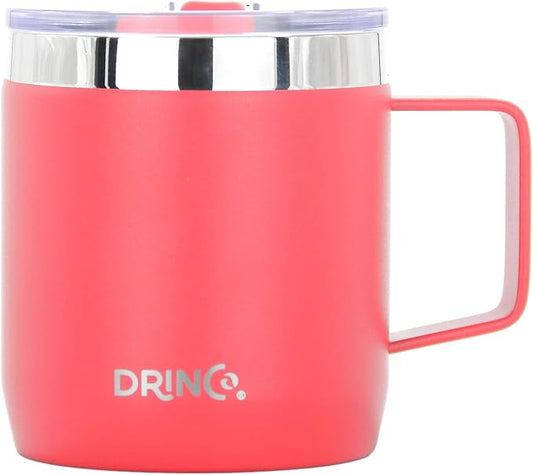 Drinco 16 oz Coffee Mug, Vacuum Insulated Camping Mug with Lid, Double Wall Stainless Steel Travel Mug Insulated Tumblers Coffee Mugs Coffee Cups Tea Cup (14oz Barn Red)