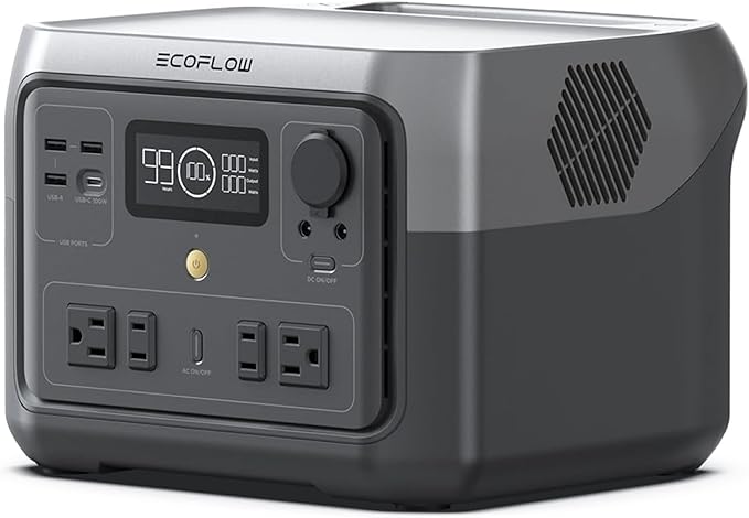 EF ECOFLOW Portable Power Station River 2 Max 500, 499Wh LiFePO4 Battery/ 1 Hour Fast Charging, Up to 1000W Output Solar Generator (Solar Panel Optional) for Outdoor Camping/RVs/Home Use