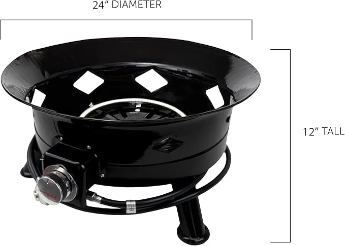 Flame King Smokeless Propane Fire Pit, 24-inch Portable Firebowl, 58K BTU with Self Igniter, Cover, & Carry Straps for RV, Camping, & Outdoor Living