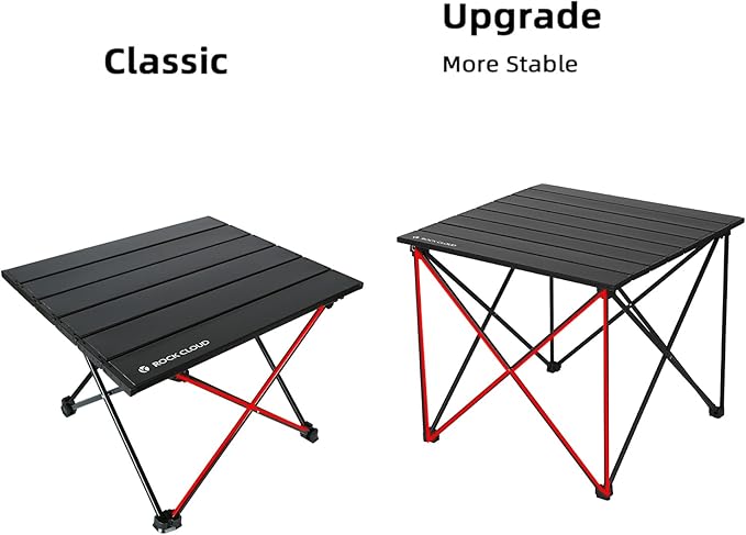 ROCK CLOUD Portable Camping Table Ultralight Aluminum Camp Table Folding Compact Beach Table for Camping Hiking Backpacking Outdoor Picnic, Reinforced Small