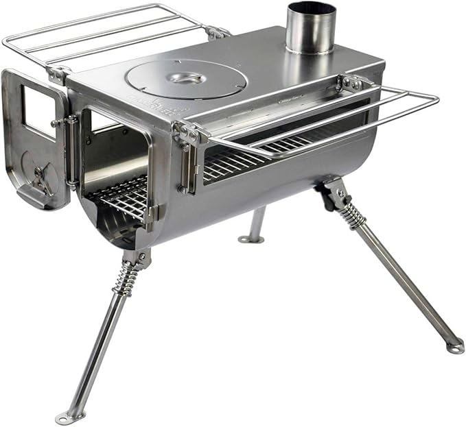 Winnerwell Woodlander Double-View Medium Tent Stove | Portable wood Burning Tent Stove for Tents, Shelters, and Camping | 800 Cubic Inch Firebox | Stainless Steel Construction | Includes Chimney Pipe