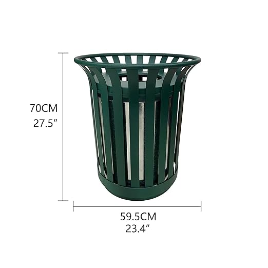 Outdoor Metal Slatted Trash Receptacle,Waste Receptacle，Commercial Trash Cans,Zone Round Garbage Bin,Square Hotel Street Patio Indoor Metal Stan (Large - Green)