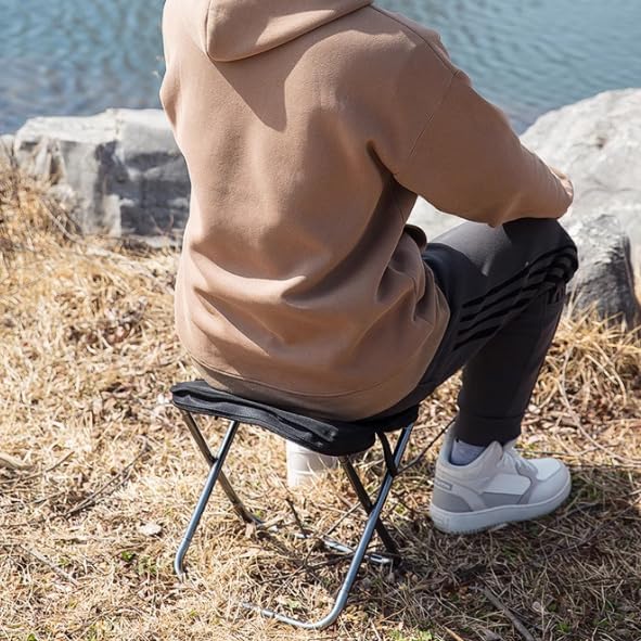 Camping Stool，Portable Foldable Stool aldult Collapsible Chairs Fishing Stool for Outdoor Hiking 300 LBS Load Black 2-Piece Set