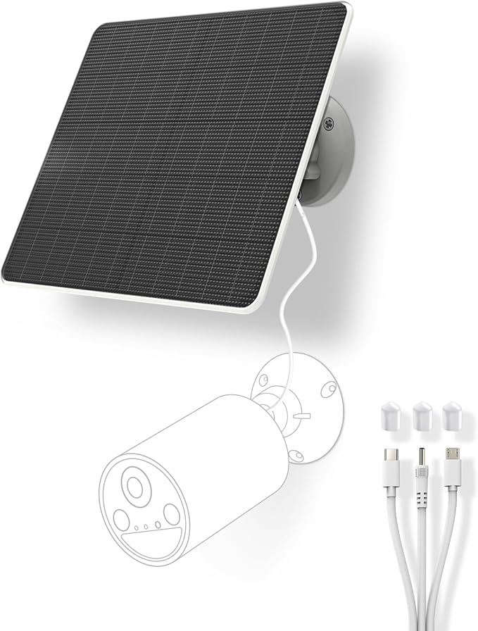 FlexSolar 1 Pack 6W Solar Panel for Security Camera Outdoor, 5V USB Solar Charger Compatible with Rechargeable Battery Powered Cam, Camera with IP67 Waterproof, 9.8ft Cable, 360° Adjustable Bracket