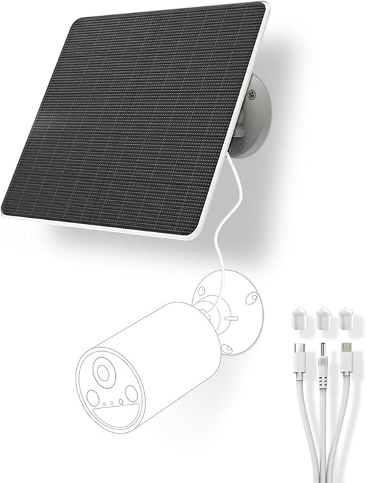FlexSolar 1 Pack 6W Solar Panel for Security Camera Outdoor, 5V USB Solar Charger Compatible with Rechargeable Battery Powered Cam, Camera with IP67 Waterproof, 9.8ft Cable, 360° Adjustable Bracket