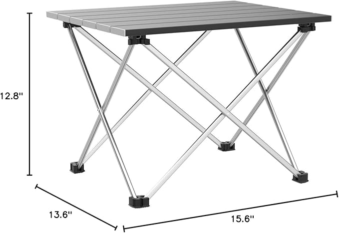 Grope Small Folding Camping Table with Aluminum Table Top, Beach Table for Sand with Carrying Bag,Prefect for Outdoor,Picnic,BBQ,Cooking,Festival