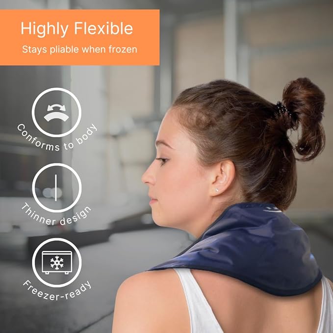 FlexiKold Gel Neck Ice Pack (23" X 8" X 5") - Reusable Cold Pack Compress (Therapy for Pain, Injuries of Neck, Lower Back, Shoulder, wrap Around Knee, Foot, Thigh, Elbow) - A6301-COLD