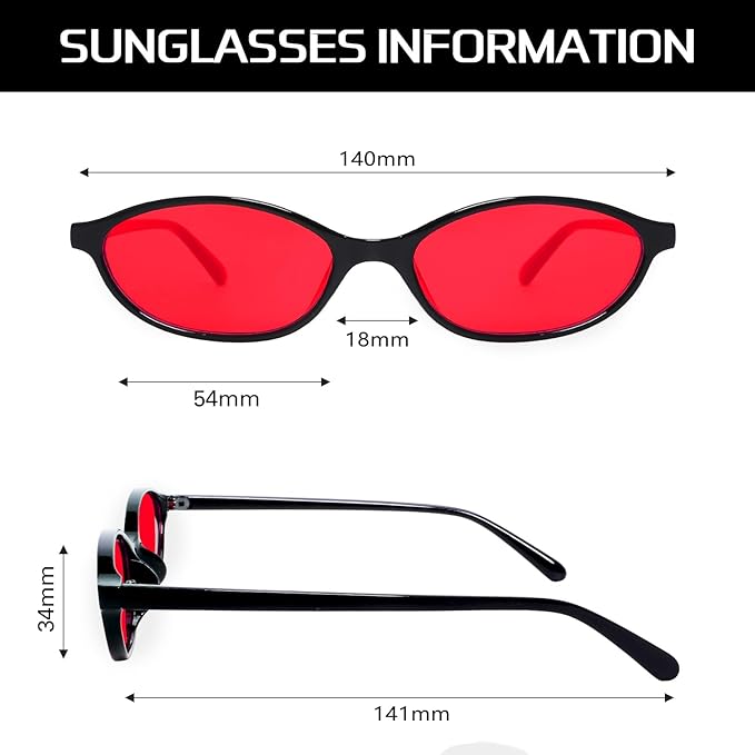 Retro Oval Sunglasses for Women Chic Cat Eye 90s Sunnies Lightweight Narrow Shades Trendy UV protection Sun Glasses