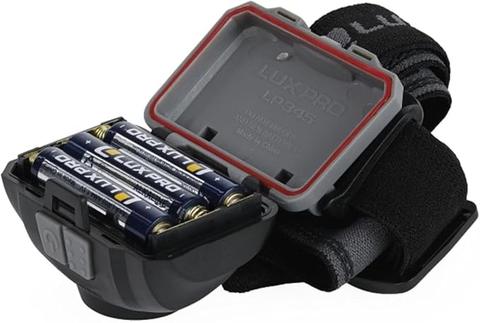 LUXPRO LP345V2 LED Headlamp - Bright 300 Lumen Head Lamp for Outdoors, Camping & Hiking - 6 Light Modes White, Green & Red Light - IPX4 Waterproof - Adjustable Headband - Batteries Included - 6 Pack