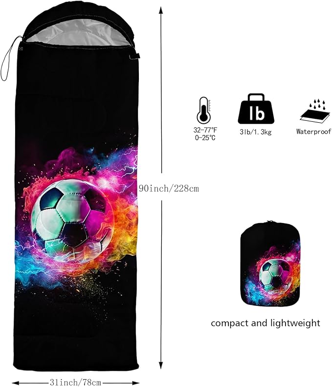 QOOMO Camping Sleeping Bags,3 Season Warm & Cool Weather,Lightweight,Waterproof Sleeping Bags for Adults & Kids,Traveling,and Outdoors,Camping Gear Equipment