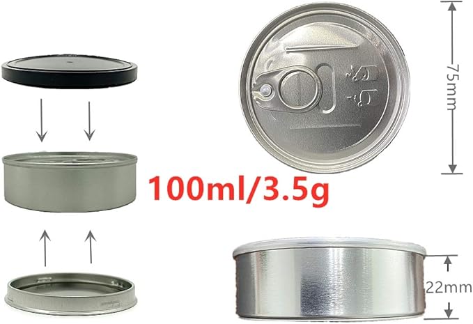 DOUKI 20sets Cali Self-seal Tin Can with Lid - Tuna Can Hoop Ring - NO TOOLS NEEDED