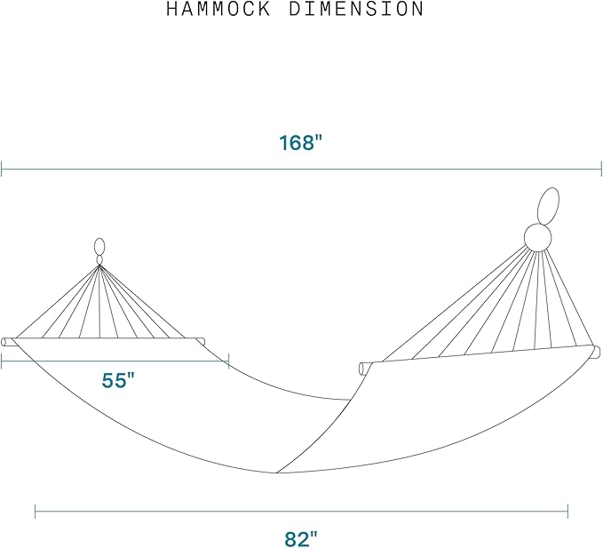 Fab Habitat Solid Recycled Polyester Hammock - Fargo - Blue - Indoor/Outdoor, Quick Dry, 2 Person 460 lbs Capacity - Patio, Poolside, Backyard, Garden, Beach, Balcony - 12-14 ft Adjustable