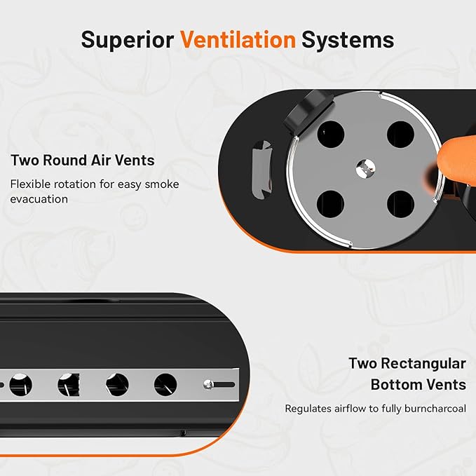 KEYO GRILL 16-Inch Heavy Duty Portable Charcoal Grills, 168 Sq. In. Dual Vent Control Camping BBQ Grills with Foldable Legs, Lid Thermometer Compact Outdoor Grill for Backyard, Tailgate, Boat