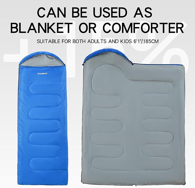 3 Seasons Sleeping Bags for Adults, Portable, Waterproof, Lightweight,with Storage Sack for Outdoor & Indoor, Hiking, Camping, Warm & Cold Weather Sleeping Bag for kids 10-12, Girls, Boys Mens