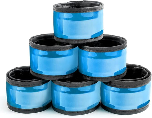 Pack of 6 LED Light Up Band Slap Bracelets Night Safety Wrist Band for Cycling Walking Running Concert Camping Outdoor Sports