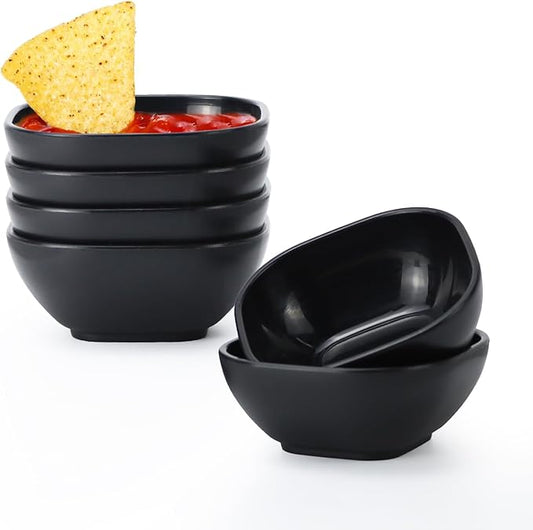 Homienly Soy Sauce Dishes,Wheat Straw Small Bowls Set of 6-4.5 OZ Small Dessert Bowls,Unbreakable Dipping Bowls,Dipping Sauce Cups,Mini Prep Bowls, Dip Bowls for Side Dish - Black