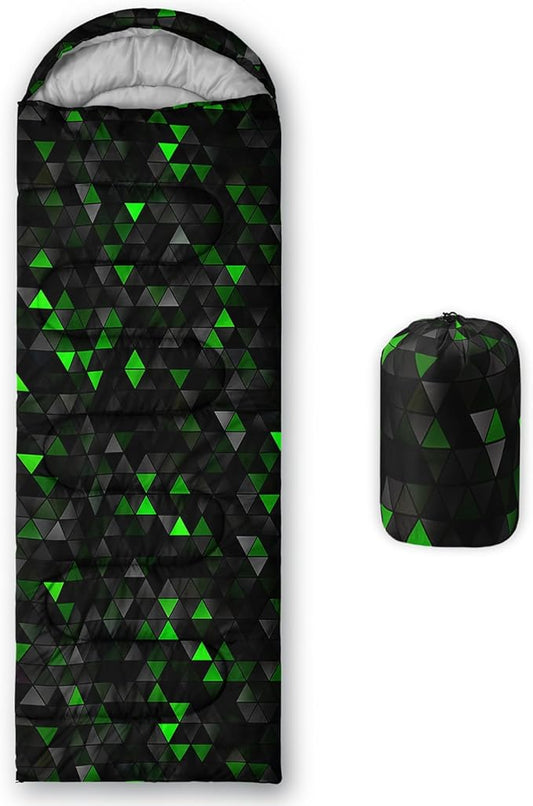 Sleeping Bags for Adults and Kids，3D Printing Camping Sleeping Bag for Girls Boys Lightweight Waterproof Cold/Warm 3-Season，Outdoor Travel with Compression Bags