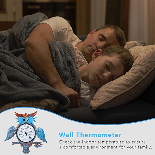 Indoor Outdoor Thermometer, Owl Wall-Mounted Thermometer Waterproof for Patio Garden Yard & Living Room, No Battery Needed