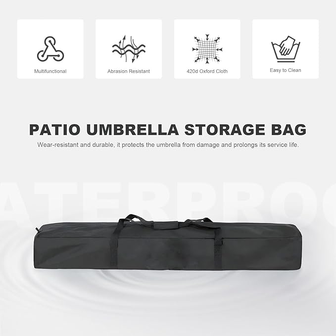 67 Inch Waterproof Umbrella Storage Bag for Outdoor Beach Umbrella bag, Oversized Hammock and Steel Stand With Handles and Zippers,Tent Pole Bag,Travel Sports Equipment Bag,Black