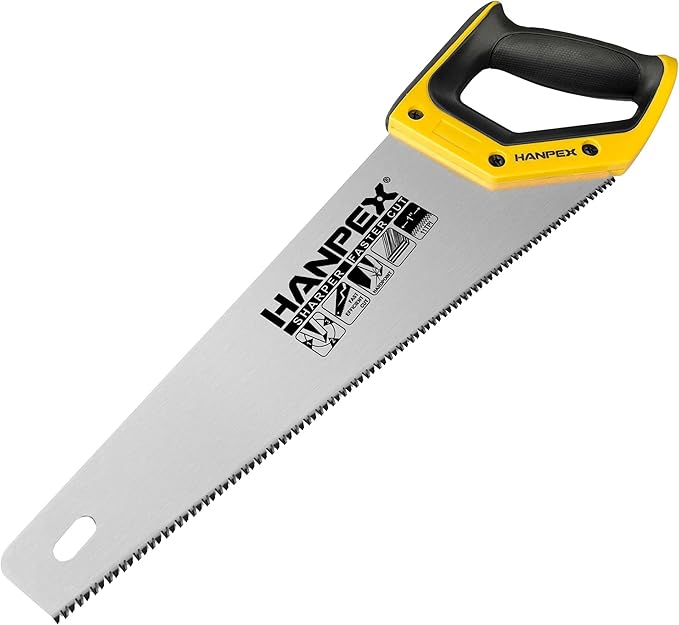 14" Pro Hand Saw, 11 TPI Fine-Cut Handsaw - Sharp Manual Saw Idea for Cutting Wood, Sawing, Gardening, Trimming, Plastic Pipe, Drywall