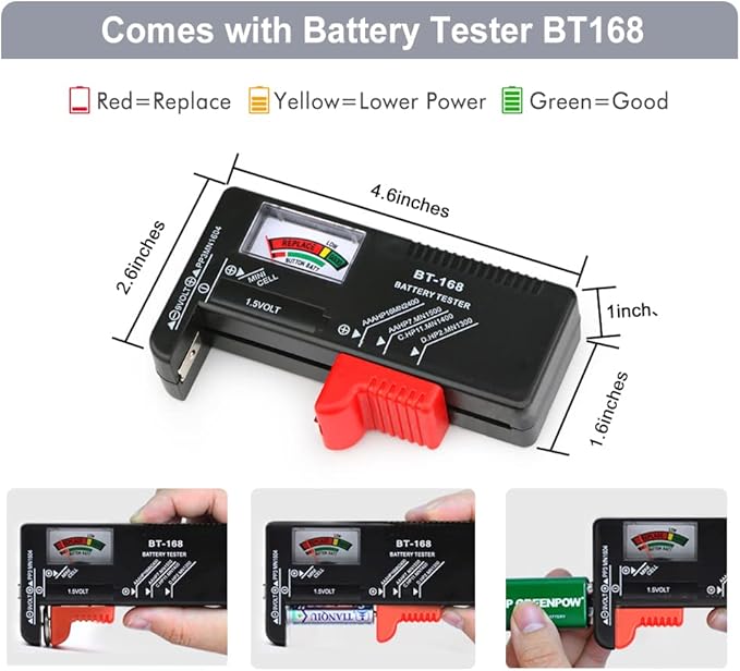Battery Organizer Storage Holder Case with Tester,Battery Vault Box Container Carrying 9V Keeper for Garage Organization Holds 200+ Batteries AA AAA C D