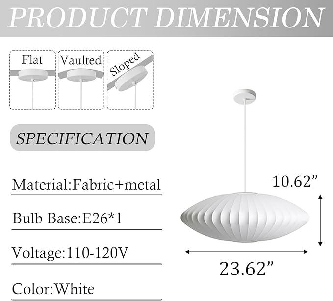 24 Inch Large White Pendant Light,Art Deco Bubble Lamp,Rustic Kitchen Island Pendant Lighting,Farmhouse Style Hanging Light for Hallway Office