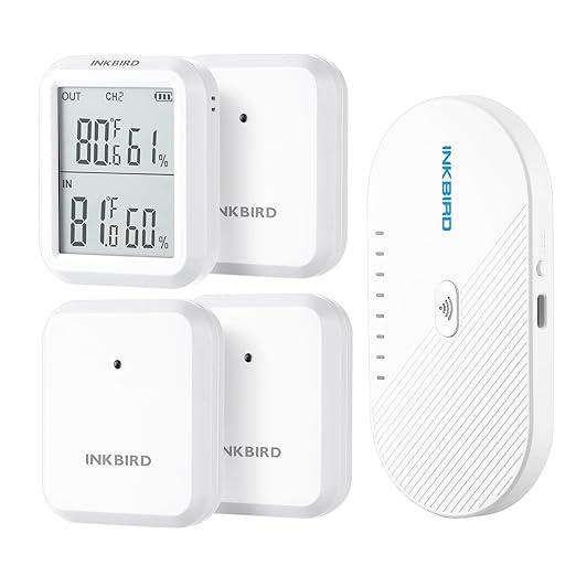 INKBIRD WiFi Thermometer Hygrometer 3 Pack with 300ft Wireless Sensors & App Alerts | Indoor/Outdoor Temperature Humidity Monitor for Home, Greenhouse, Wine Cellar | 50 Sensor Capacity & Cloud Storage