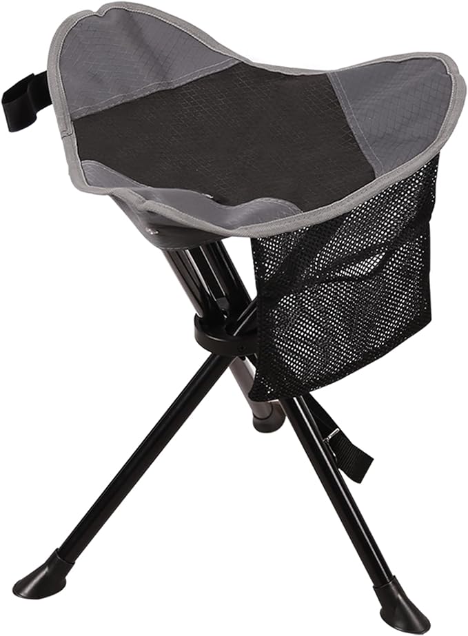 REDCAMP Folding Camping Chair for Spectator Portable, Lightweight 3 Legged Tripod Camping Stools for Adults Fishing Backpacking Hunting, 17 Inch Tall, Black