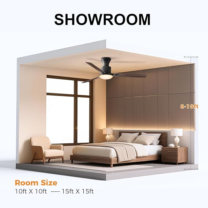 52 Inch Ceiling Fan with Remote & APP Control, LED Light, Reversible DC Motor, 6-Speed Silent Operation, Indoor & Outdoor Fan for Patio, Bedroom