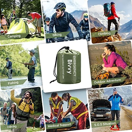 Esky Emergency Sleeping Bag, Portable Emergency Blanket Thermal Bivy Sack, Waterproof Lightweight Survival Gear with Compass for Camping Hiking Outdoor Adventure