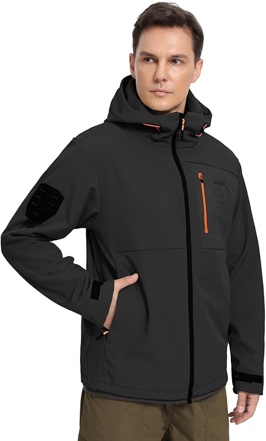 GEMYSE Men's Lightweight Rain Jacket Waterproof Raincoat Hooded Softshell Windbreaker for Outdoor Hiking Travel