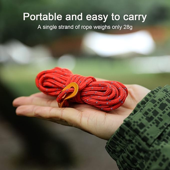 8 Pack 4mm Guy Lines Ultralight Tent Cords with Aluminum Adjuster Tensioner Outdoor Camping Guylines Ropes for Tent Tarp,Climbing,Hiking Backpacking (Black)