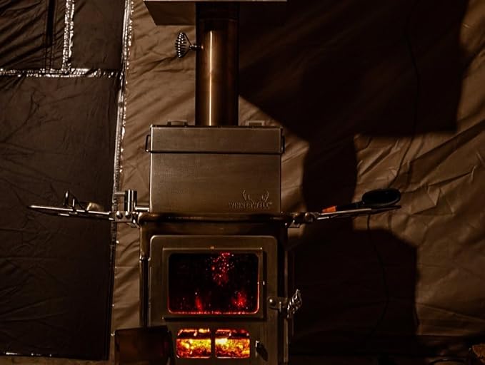 Winnerwell Nomad Large Tent Stove | Portable Wood Burning Stove for Tents, Shelters, and Camping | 1500 Cubic Inch Firebox | Precision Stainless Steel Construction | Includes Chimney Pipe