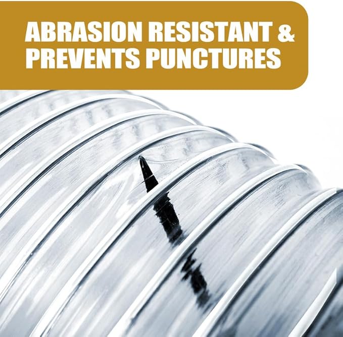 2 1/2" x 20' Dust Collection Hose - Puncture Resistant PVC With Carbon Steel Wire Coil - Flexible Clear Fume Hose for Collectors