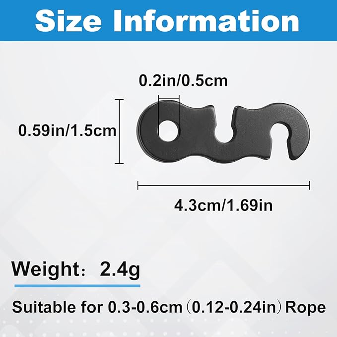 SATINIOR Guyline Tensioner Aluminum Alloy Tent Cord Paracord Tensioner Guy Line Rope Adjusters Cam Jam Cord Tighteners for Outdoor Tent Camping Hiking Accessories