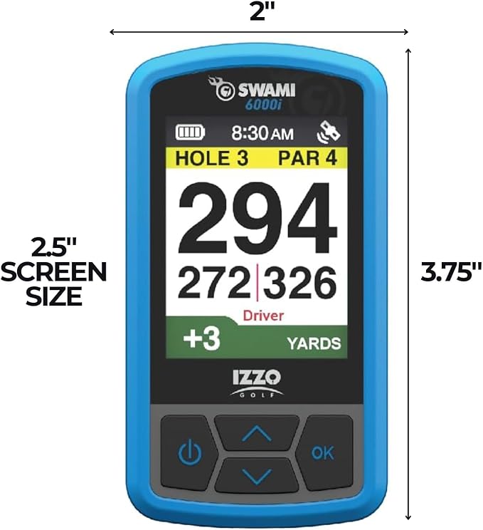 Izzo Swami 6000 Handheld Golf GPS Water-Resistant Color Display with 38,000 Course Maps & Scorekeeper
